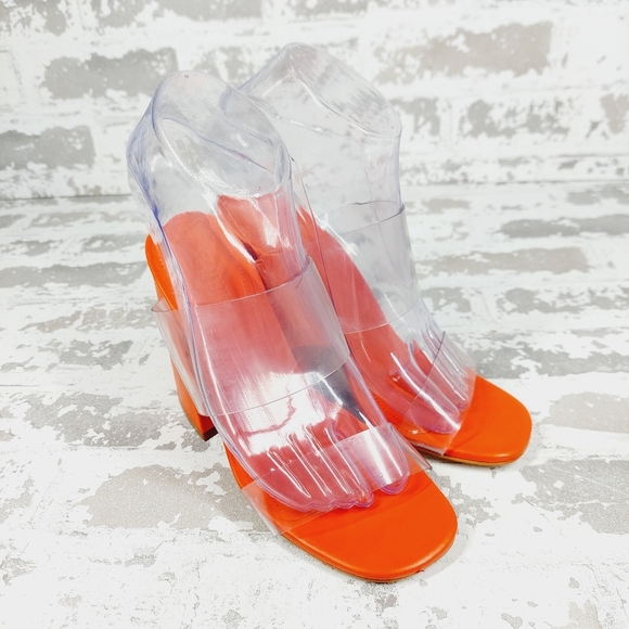 NEW Schutz Victorie High Block Clear Block Heel Dress Sandals C870 - Picture 4 of 14